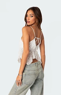 Edikted Flutter Frilled Tie Back Top