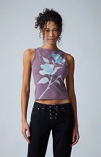 Third Charm Rose High Neck Tank Top