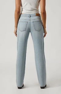 Pacsun Jordyn Low Rise Straight Leg Jeans Ripped Knee Light Indigo