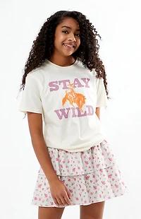 Pacsun Kids Pink Floral Tiered Scrunch Skirt
