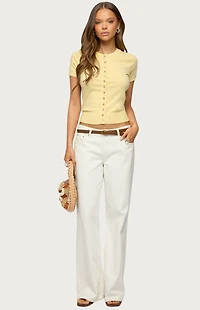 Edikted Wilmer Button Up Short Sleeve Knit Top