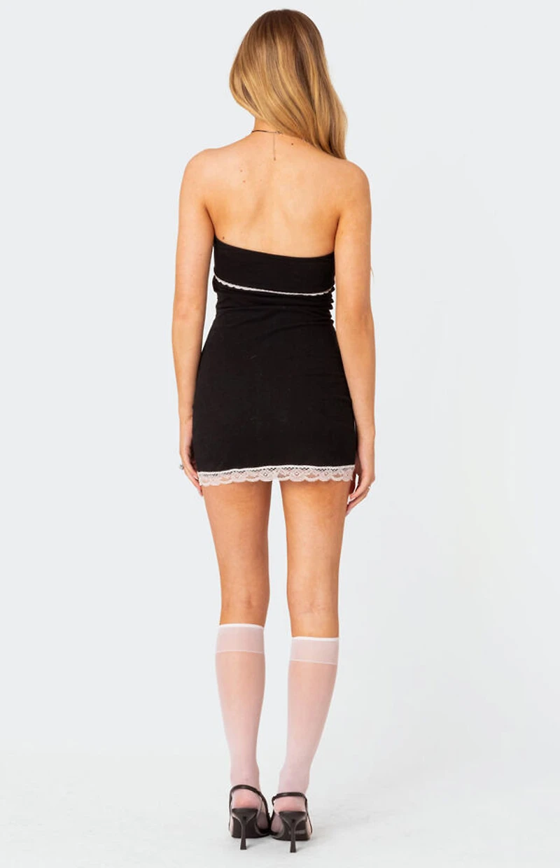 Edikted Miri Lace Trim Mini Dress