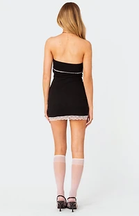 Edikted Miri Lace Trim Mini Dress