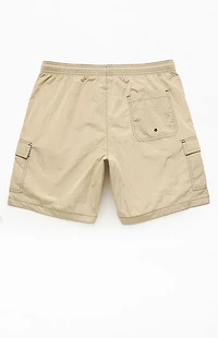 Pacsun Green Baggy Cargo Crinkle 8" Swim Trunks