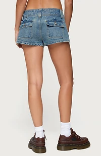 Edikted Keinan Low Rise Denim Shorts