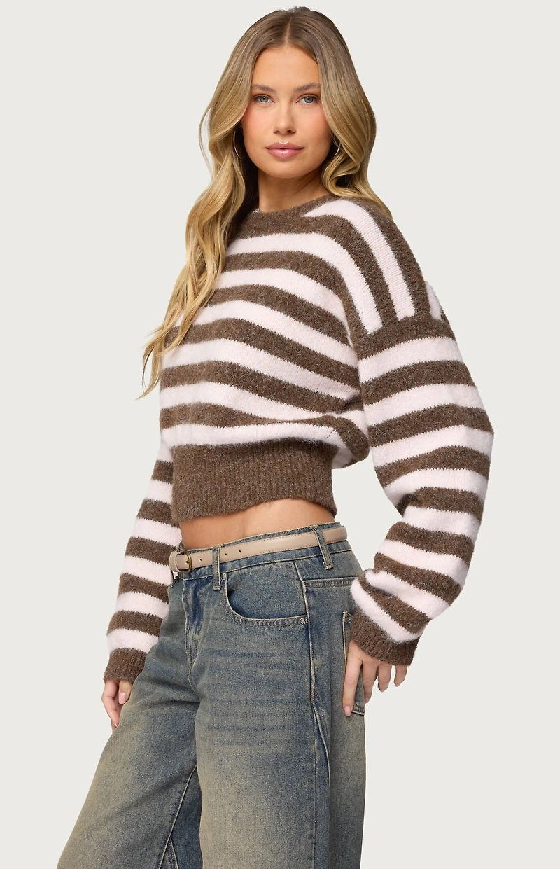 Edikted Penelope Fuzzy Striped Sweater