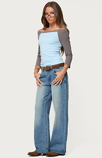 Edikted Keri Boat Neck Contrast Raglan Top