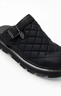 Dr Martens Black Zebzag Quilted Canvas Slingback Platform Mules