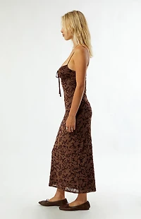 Your Favorite Hazel Burnout Velvet Floral Midi Dress