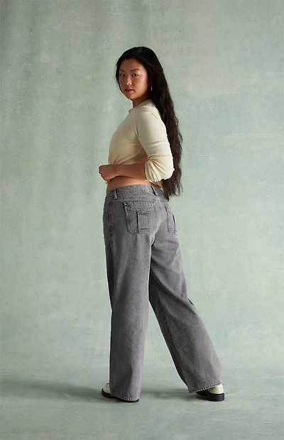 RARE DNM EDIT Washed Black Rhinestone Low Rise Girlfriend Jeans