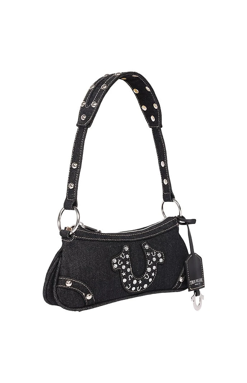 True Religion Horseshoe Black Denim Shoulder Bag