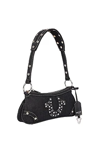 True Religion Horseshoe Black Denim Shoulder Bag