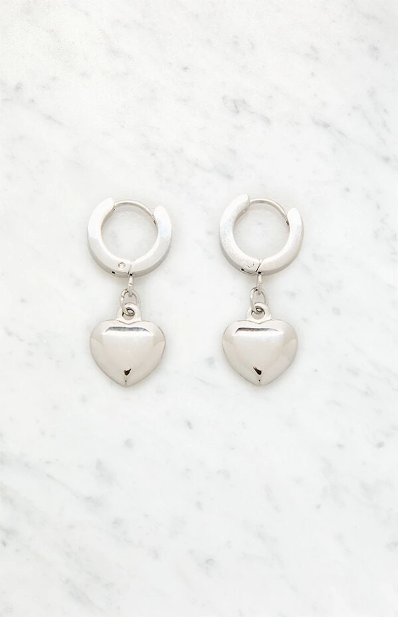 LA Hearts 14K Silver Gold Plated Heart Drop Earrings