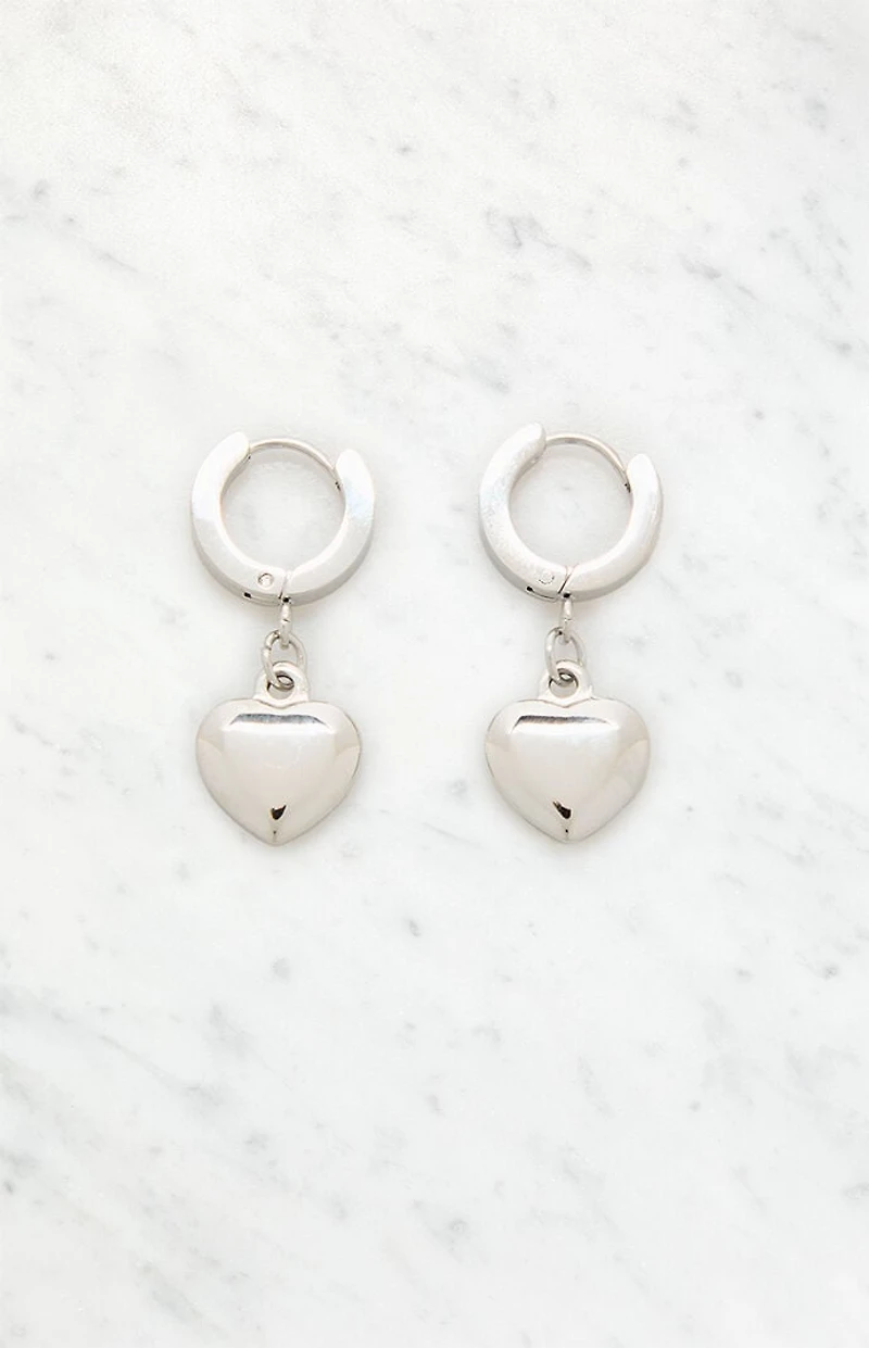 LA Hearts 14K Silver Gold Plated Heart Drop Earrings