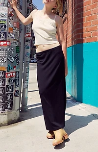 John Galt Black Slit Maxi Skirt