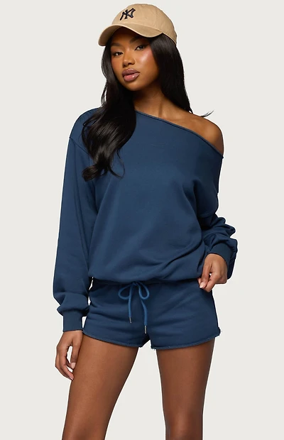 Edikted Juana Off Shoulder Lightweight Sweatshirt