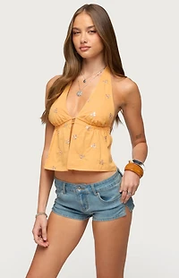 Edikted Cherra Sequin Halter Top