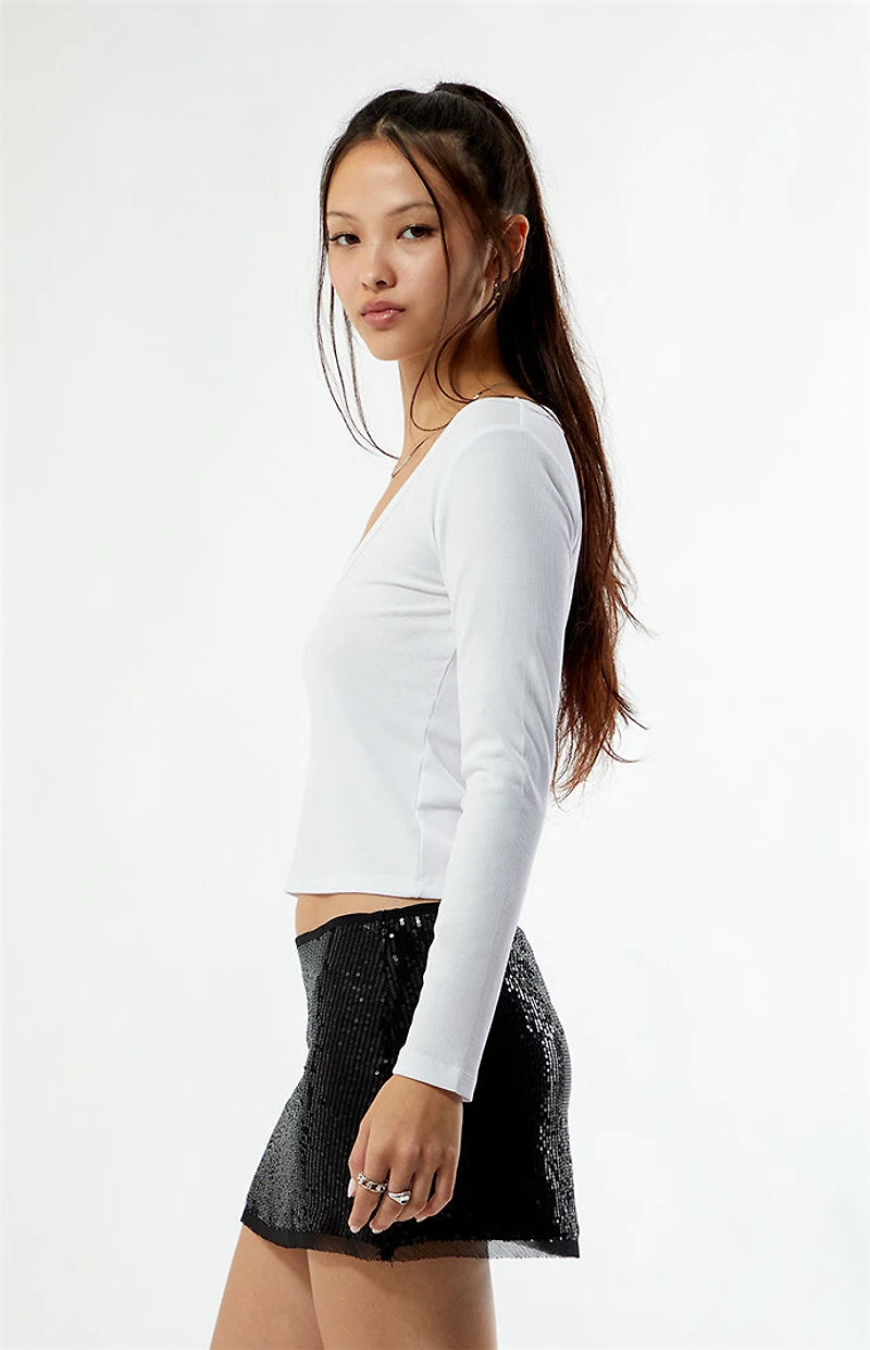 Your Favorite Kylie V-Neck Ribbed Long Sleeve Top