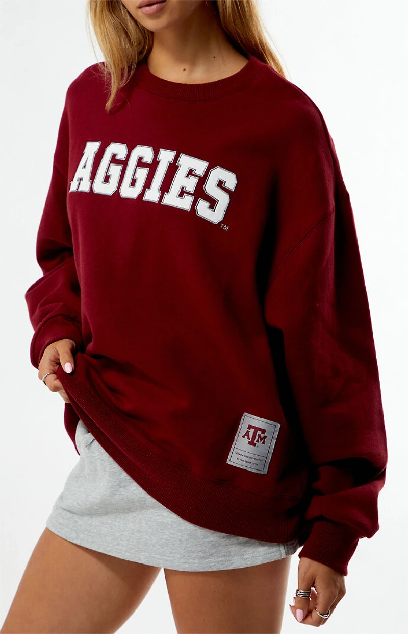 WILD COLLECTIVE x Pacsun Texas A&M University Aggies Applique Crew Neck Oversized Sweatshirt