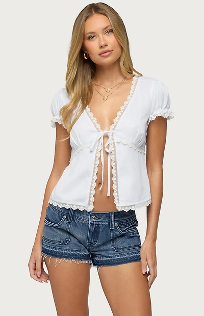 Edikted Eman Lacey Tie Front Top