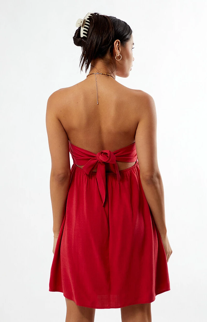 Your Favorite Tie Back Strapless Babydoll Mini Dress
