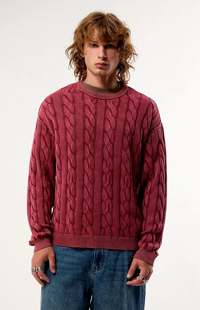 Pacsun Red Grandeur Cable Knit Sweater