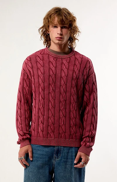 Pacsun Red Grandeur Cable Knit Sweater