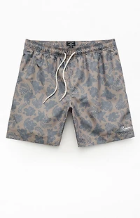 Pacsun Brown Flower 6.5" Swim Trunks