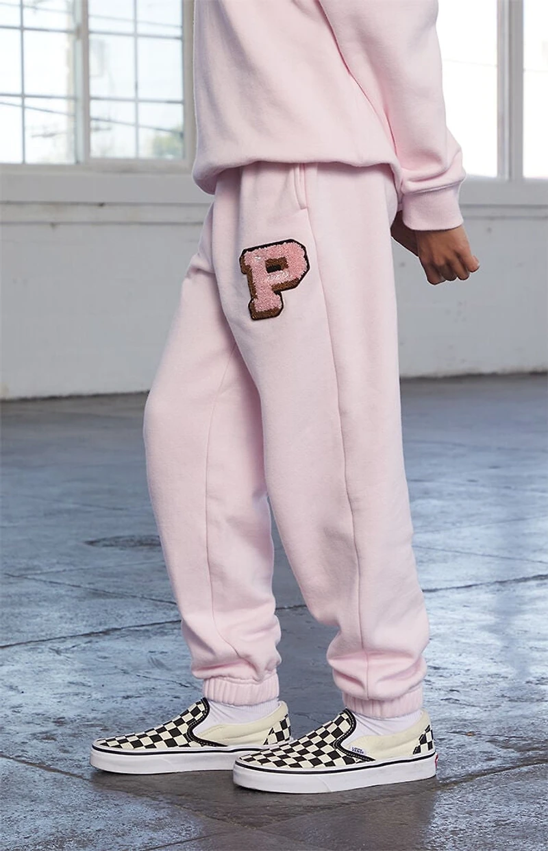 Pacsun Kids Pink Varsity Patch Jogger Sweatpants