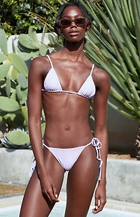 TOAST Purple Ribbed Bind Triangle Bikini Top