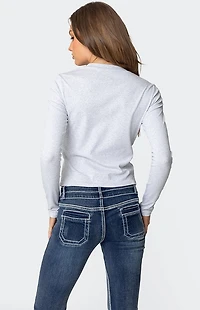 Edikted Cherry Leopard Star Long Sleeve T-Shirt