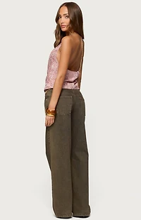 Edikted Printed Halter Chain Cowl Neck Top