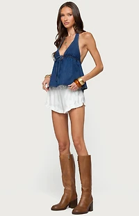 Edikted Safia Denim Halter Top