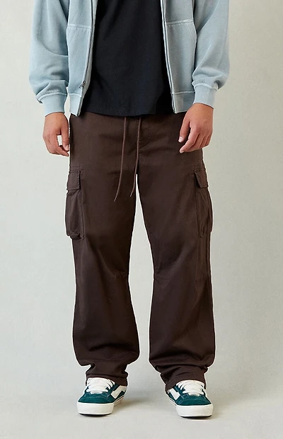 Pacsun Stretch Brody Brown Cotton Cargo Baggy Pants