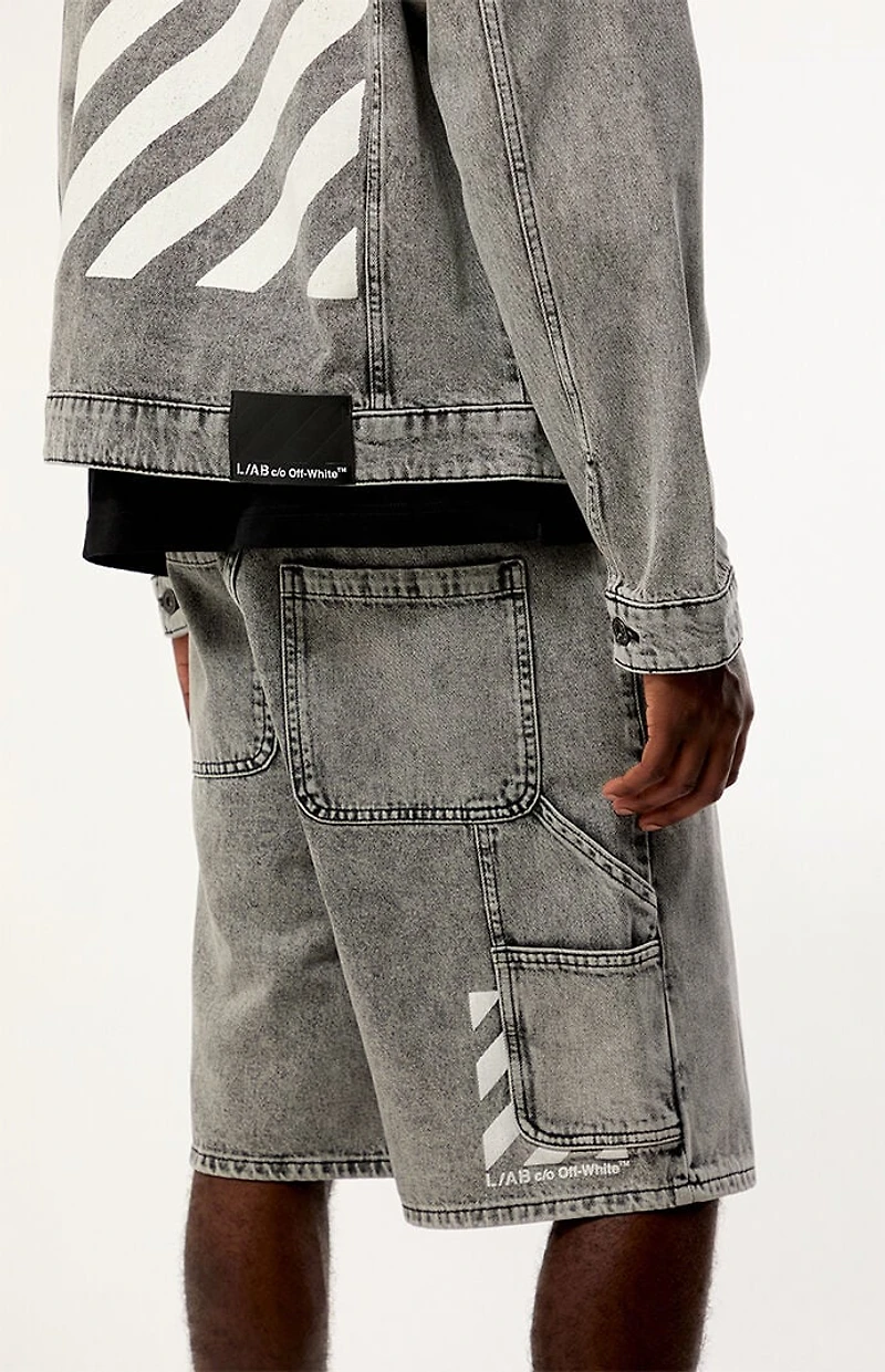 L/AB c/o Off-White Black Baggy Carpenter Denim Shorts