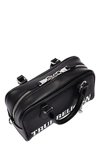 True Religion Black Bombe Logo Satchel