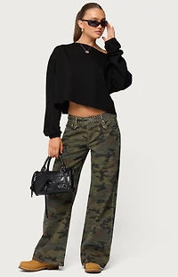 Edikted Quincy Studded Low Rise Baggy Jeans