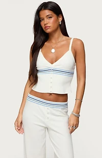 Edikted Miya Stripey Ribbed Knit Tank Top