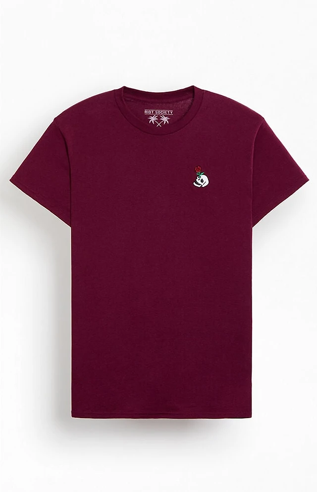 Riot Society Rose Skull Embroidered T-Shirt