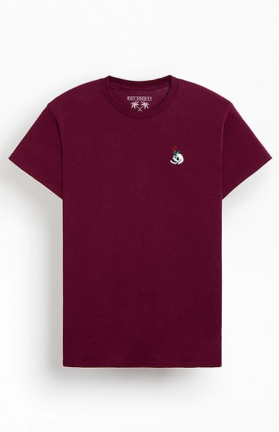 Riot Society Red Rose Skull Embroidered T-Shirt
