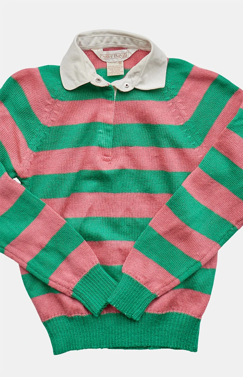 PS VINTAGE '80s Striped Long Sleeve Polo Top