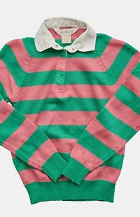 PS VINTAGE '80s Striped Long Sleeve Polo Top