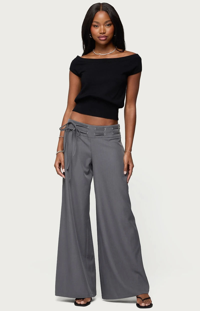 Edikted Willard Baggy Lace Up Belt Pants