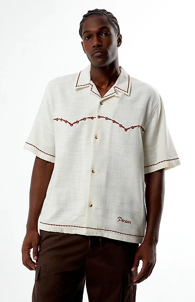 Pacsun Cream Western Embroidered Oversized Resort Camp Shirt