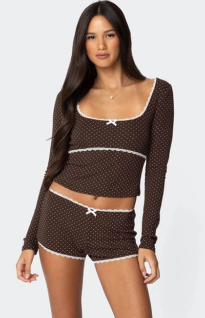 Edikted Juliana Polka Dot Ribbed Top