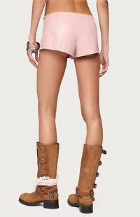 Edikted Elisha Lace Up Faux Leather Shorts