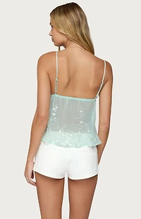 Edikted Sequin Sheer Mesh Babydoll Top