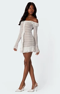 Edikted Textured Sheer Lace Mini Dress