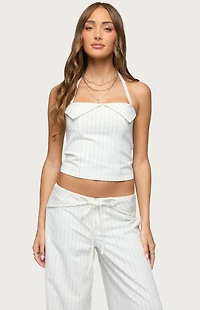 Edikted Parker Pinstripe Halter Top
