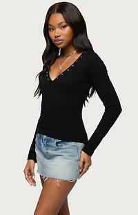 Edikted Rossie Stud and Button Top